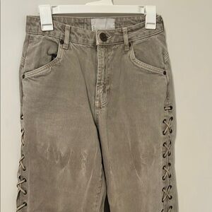 One Tea Spoon Stitched Laced Tie-Up Western Wide Leg Jeans Size 26